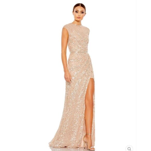 Mac Duggal 5619 Womens EMBELLISHED ILLUSION HIGH NECK CAP SLEEVE GOWN - Picture 3 of 15